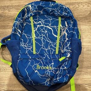 Lands' End Blue and Neon Green Kids Backpack